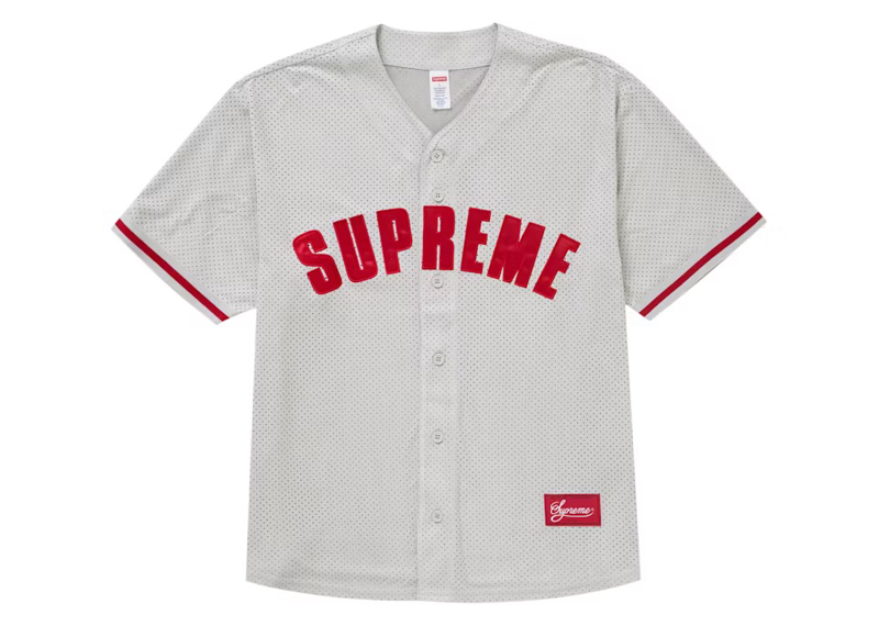 Supreme Ultrasuede Mesh Baseball Jersey Grey