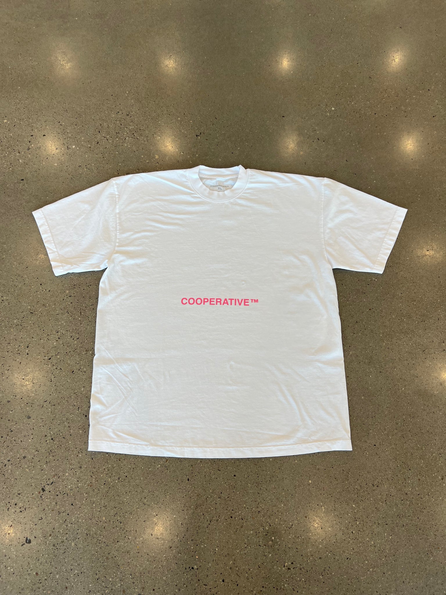 Cooperative Tee White Pink Lettering