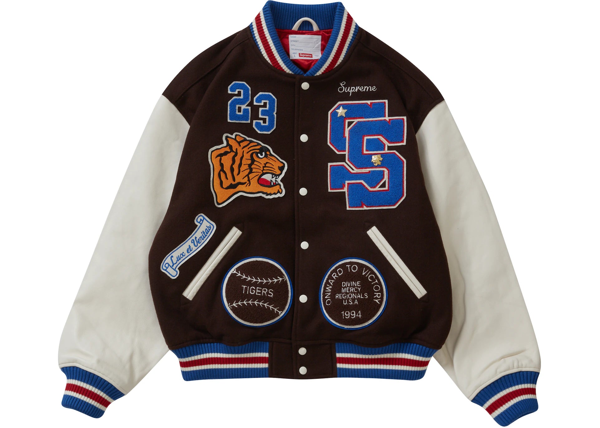 Supreme Tiger Varsity Jacket Brown